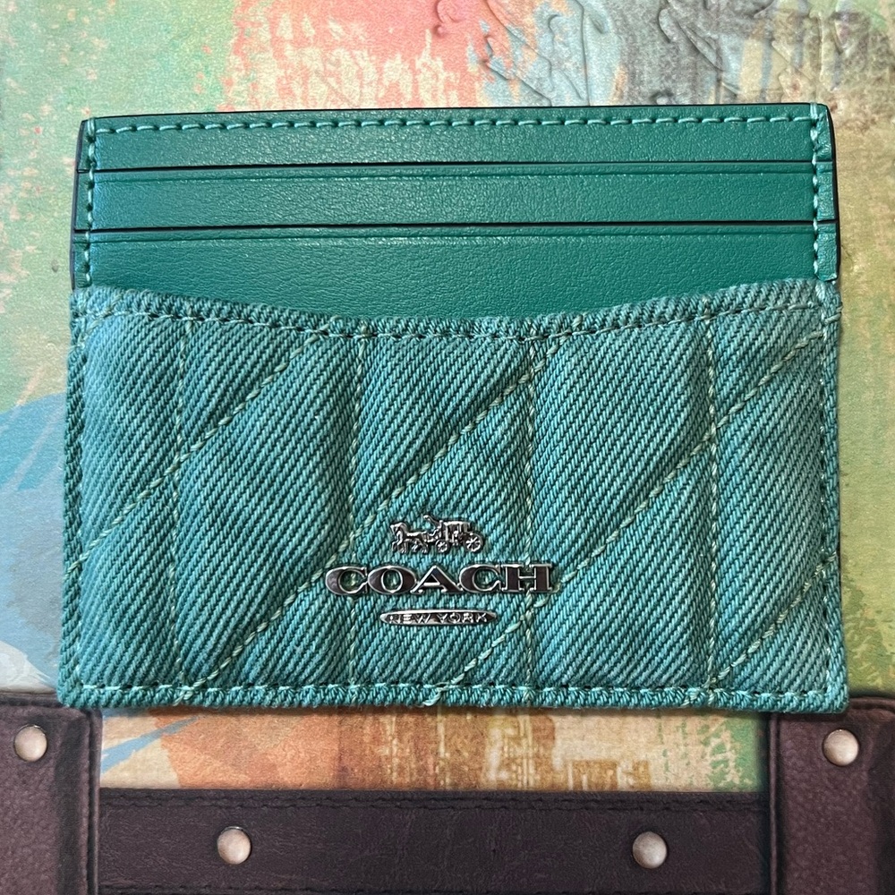 COACH Slim ID Card Case Denim - Picture 4 of 10